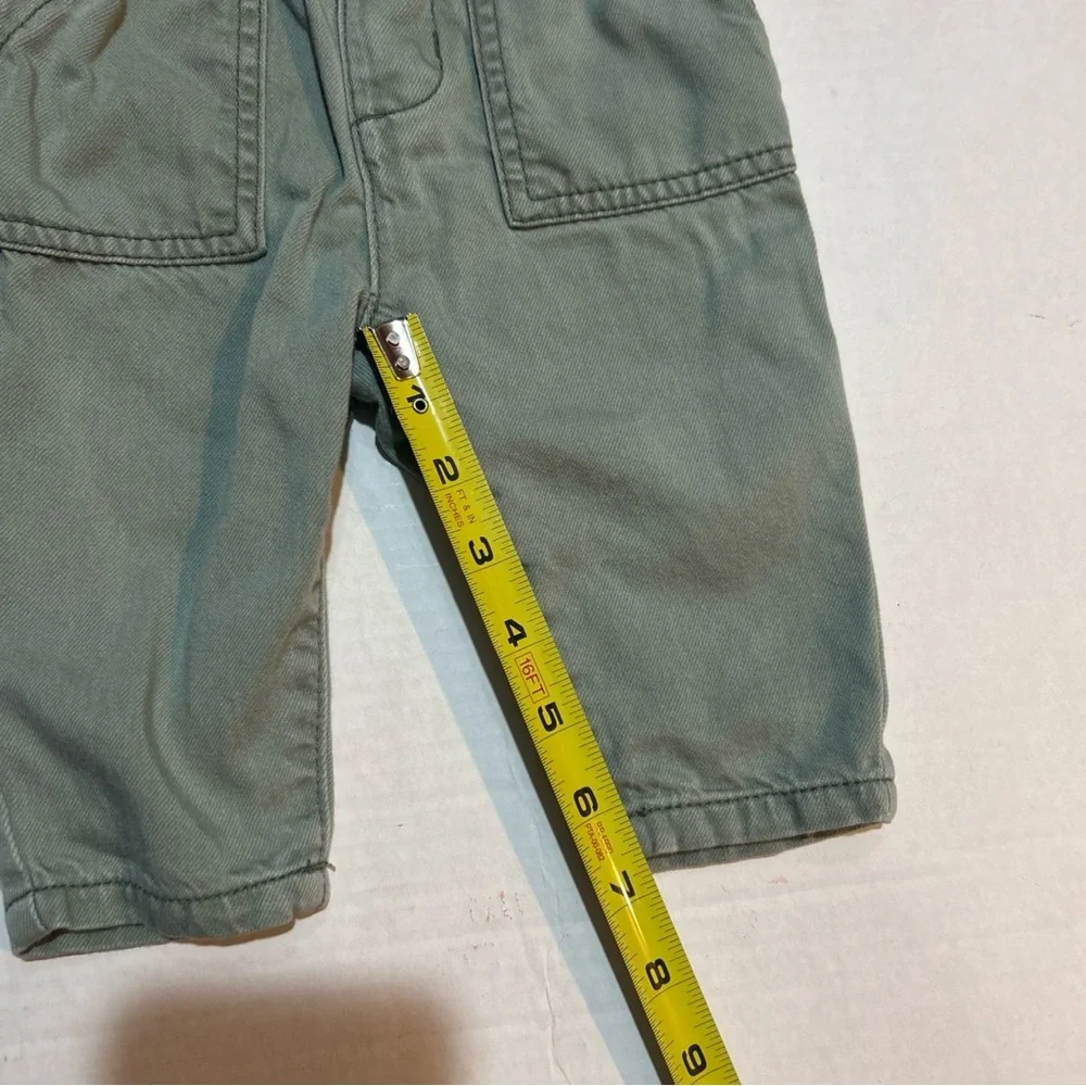OshKosh B'gosh Sage Green Kids Paperbag Waist Pants Carpenter Pockets Size 12M‎